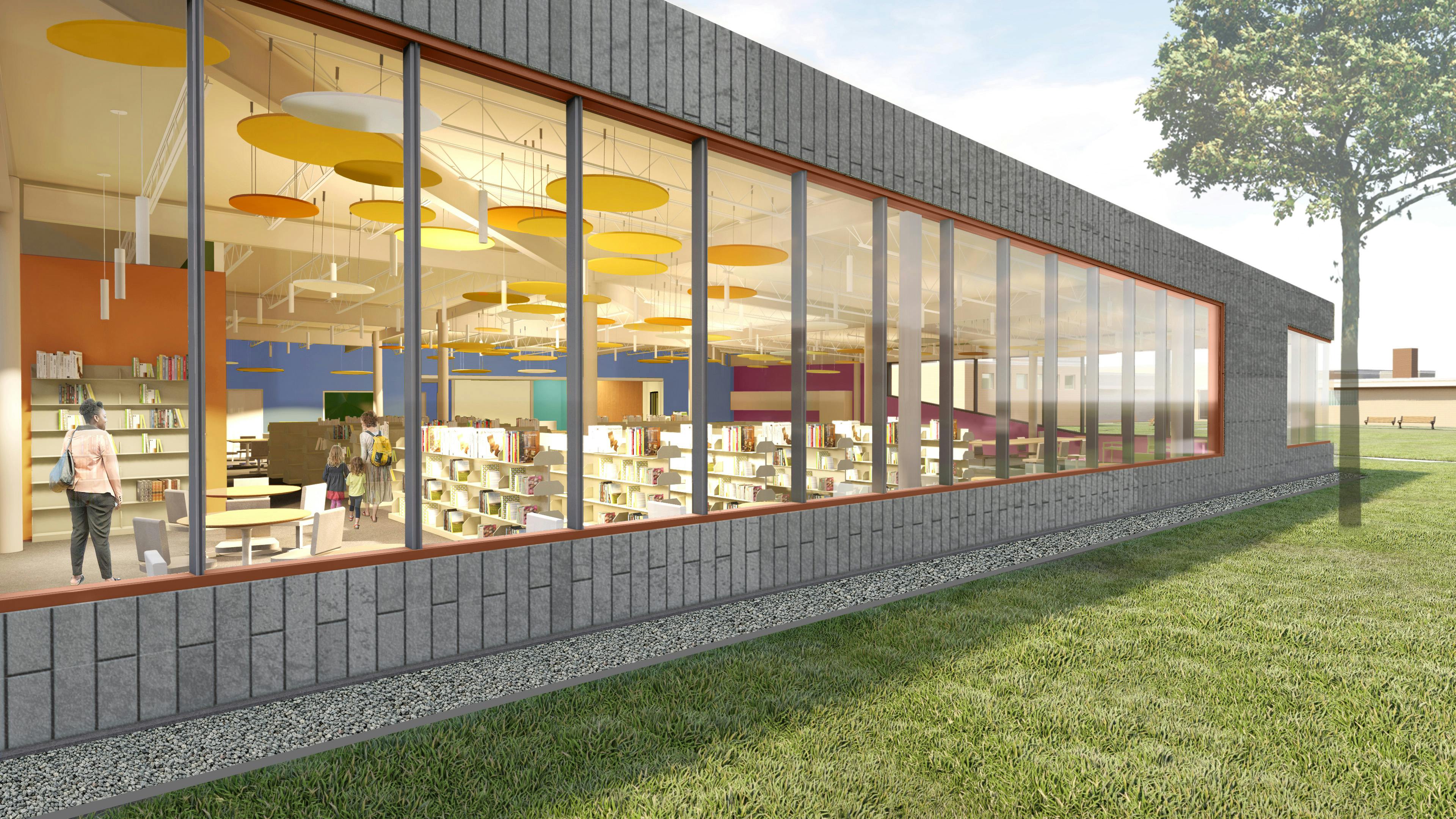 3d project of  Cleveland Public Library - Woodland Branch - street view